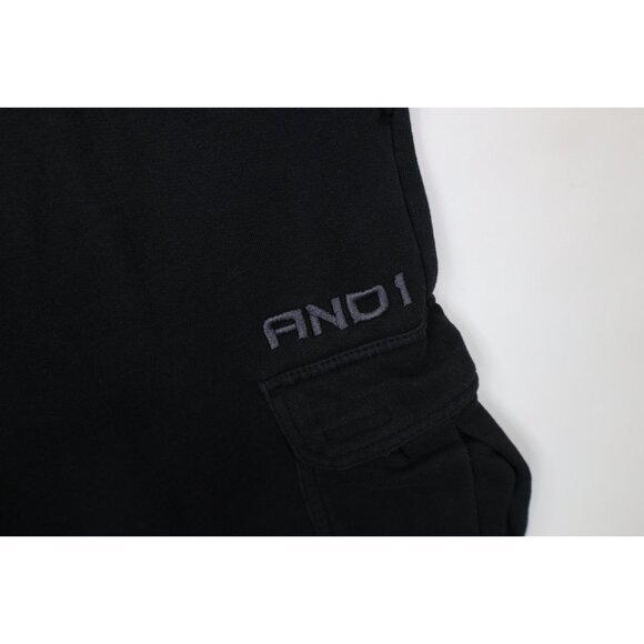 Vintage Y2K AND1 And One Basketball Mens Medium Faded Wide Leg Cargo Sweatpants - Picture 6 of 14